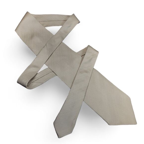 Giorgio Armani Cravatte Beige Woven Neck Tie Silk‎ Blend 56 X 3.75 Vtg Short - Picture 2 of 9